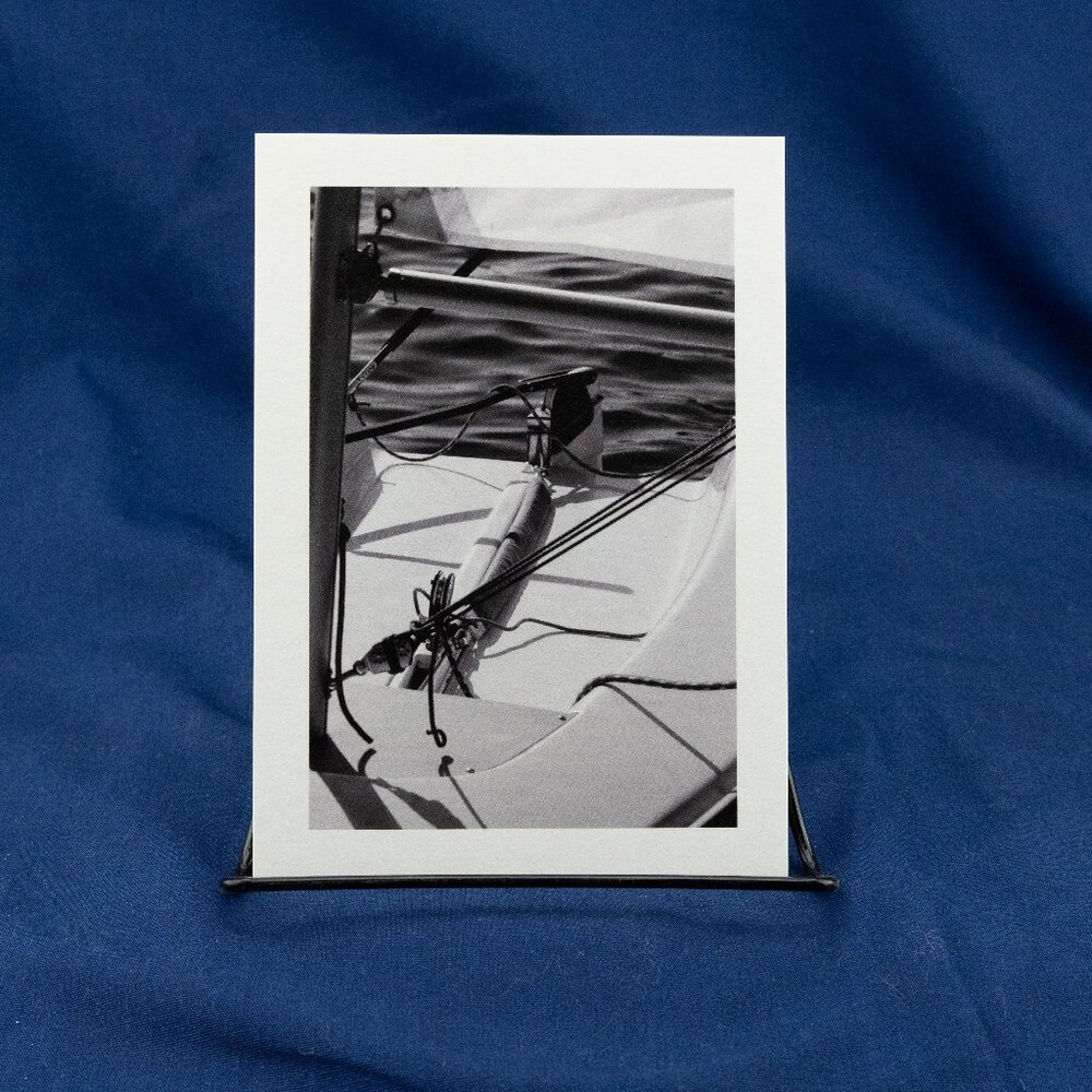Waiting for Sailors - Black and White print of a small sailboat